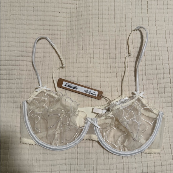 SKIMS embroirdered toole unlined demi bra marble heart 34c - Picture 2 of 5